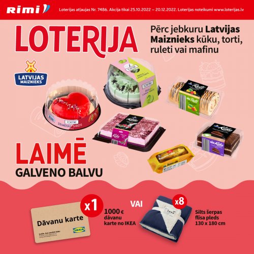 “Kūkas, tortes, ruletes, mafini!” produktu loterija Rimi veikalos