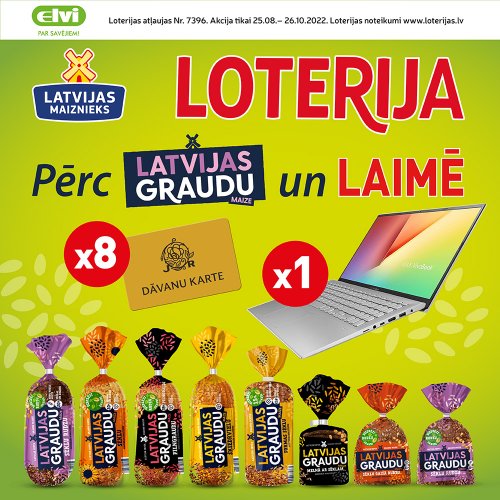  LATVIJAS GRAUDU bread lottery in ELVI stores