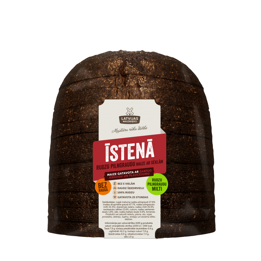 "ĪSTENA" rye bread with seeds, without yeast