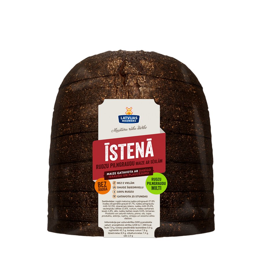 "ĪSTENA" rye bread with seeds, without yeast