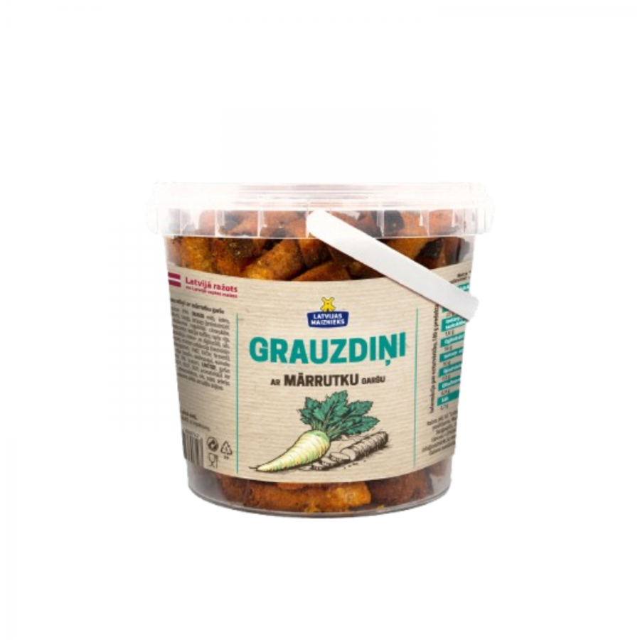 ZELTENES grauzdiņi ar mārrutku garšu